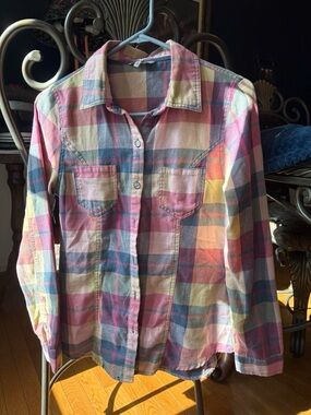 BKE Pastel Plaid Button-Down Shirt in Pink, Blue & Cream